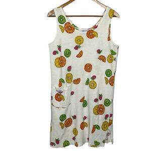 Women's Small Fresh Produce Citrtus Fruit Sleeveless Cotton T-Shirt Dress